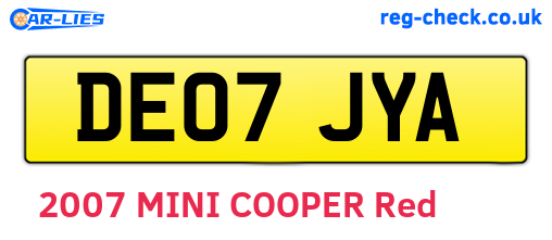 DE07JYA are the vehicle registration plates.