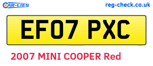 EF07PXC are the vehicle registration plates.