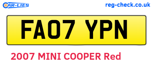 FA07YPN are the vehicle registration plates.