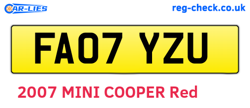 FA07YZU are the vehicle registration plates.
