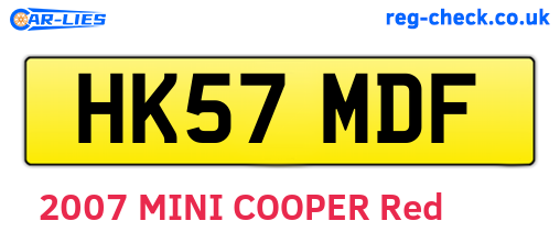 HK57MDF are the vehicle registration plates.
