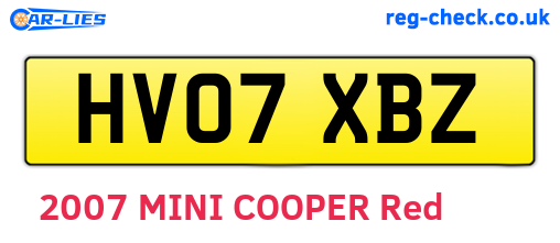 HV07XBZ are the vehicle registration plates.