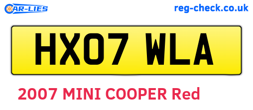HX07WLA are the vehicle registration plates.