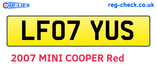 LF07YUS are the vehicle registration plates.