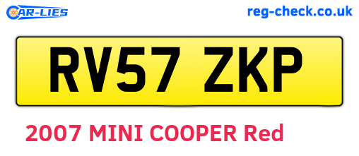 RV57ZKP are the vehicle registration plates.