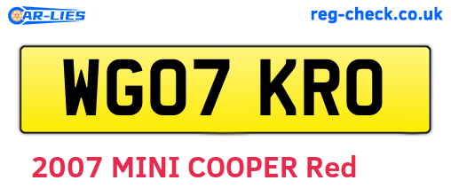 WG07KRO are the vehicle registration plates.