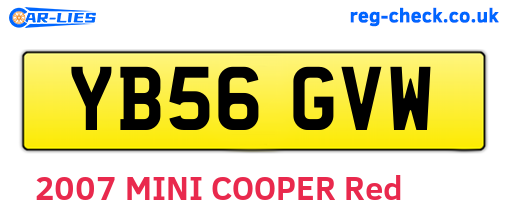 YB56GVW are the vehicle registration plates.