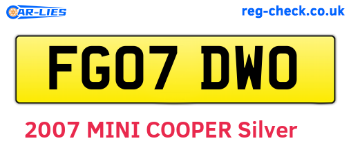 FG07DWO are the vehicle registration plates.