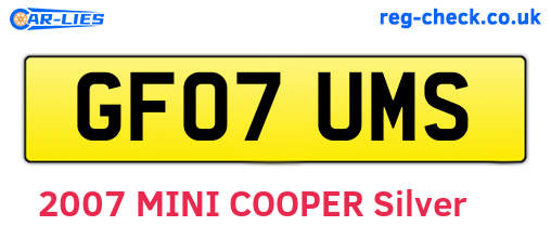GF07UMS are the vehicle registration plates.