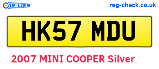 HK57MDU are the vehicle registration plates.