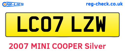 LC07LZW are the vehicle registration plates.
