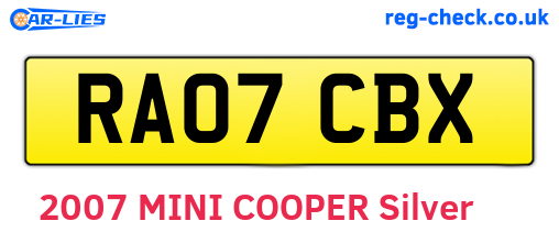 RA07CBX are the vehicle registration plates.