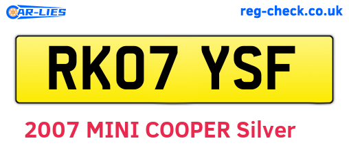 RK07YSF are the vehicle registration plates.