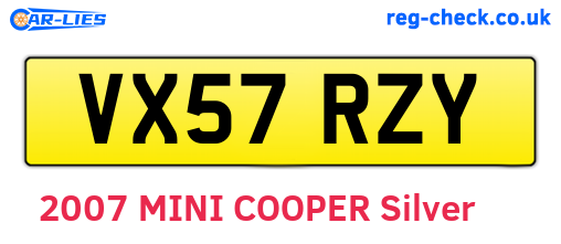 VX57RZY are the vehicle registration plates.