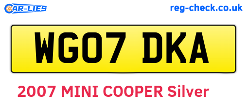 WG07DKA are the vehicle registration plates.
