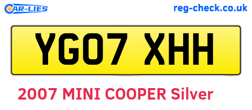YG07XHH are the vehicle registration plates.