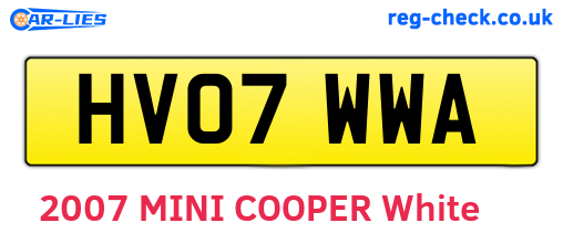 HV07WWA are the vehicle registration plates.