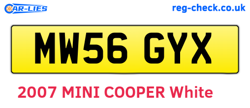 MW56GYX are the vehicle registration plates.