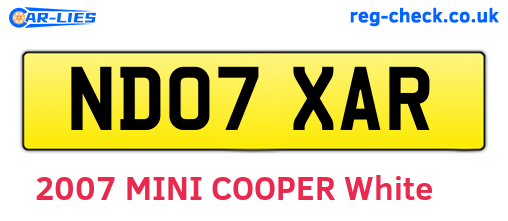 ND07XAR are the vehicle registration plates.