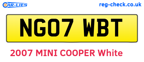 NG07WBT are the vehicle registration plates.