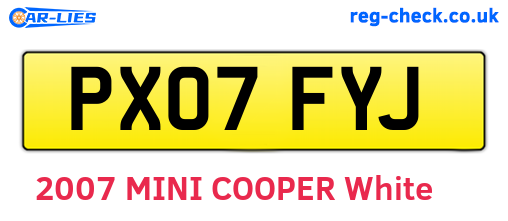 PX07FYJ are the vehicle registration plates.