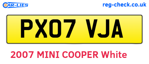 PX07VJA are the vehicle registration plates.