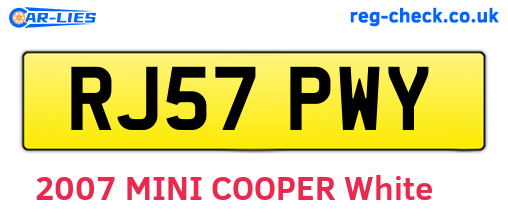 RJ57PWY are the vehicle registration plates.