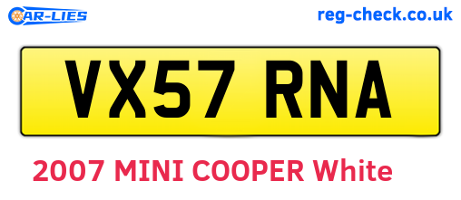VX57RNA are the vehicle registration plates.