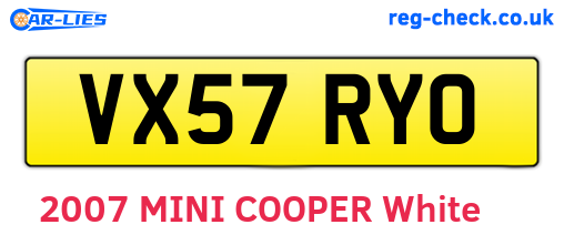 VX57RYO are the vehicle registration plates.