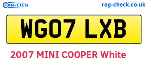WG07LXB are the vehicle registration plates.