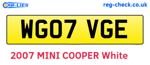 WG07VGE are the vehicle registration plates.