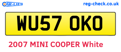 WU57OKO are the vehicle registration plates.