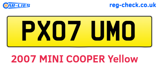 PX07UMO are the vehicle registration plates.