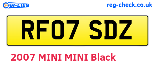 RF07SDZ are the vehicle registration plates.