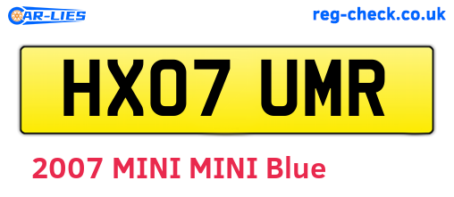 HX07UMR are the vehicle registration plates.