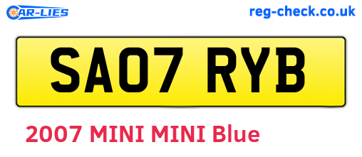 SA07RYB are the vehicle registration plates.