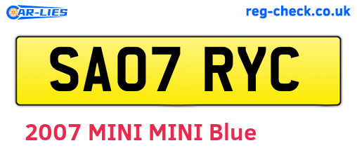 SA07RYC are the vehicle registration plates.