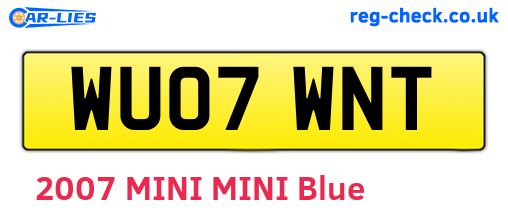 WU07WNT are the vehicle registration plates.