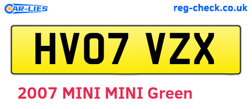 HV07VZX are the vehicle registration plates.