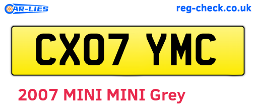 CX07YMC are the vehicle registration plates.