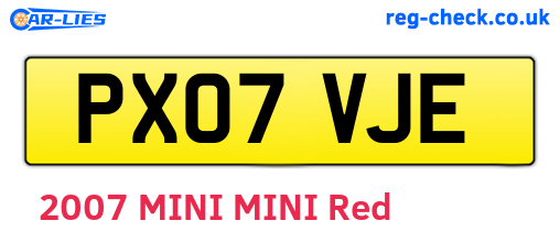 PX07VJE are the vehicle registration plates.