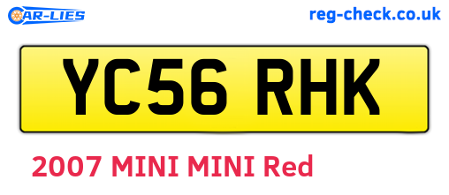 YC56RHK are the vehicle registration plates.