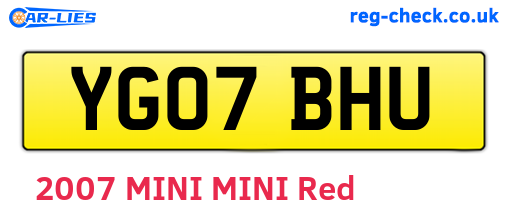 YG07BHU are the vehicle registration plates.