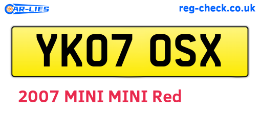 YK07OSX are the vehicle registration plates.