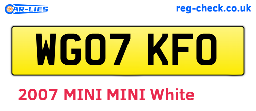 WG07KFO are the vehicle registration plates.