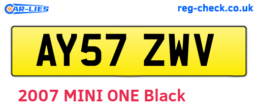 AY57ZWV are the vehicle registration plates.