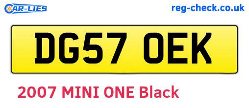 DG57OEK are the vehicle registration plates.