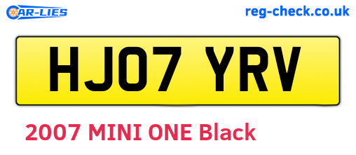 HJ07YRV are the vehicle registration plates.