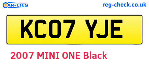 KC07YJE are the vehicle registration plates.