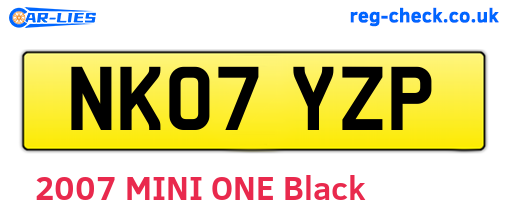NK07YZP are the vehicle registration plates.